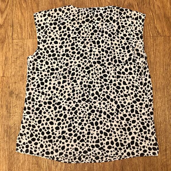 Banana Republic White Black Animal Print Keyhole Sleeveless Blouse Size XSP - Picture 8 of 12